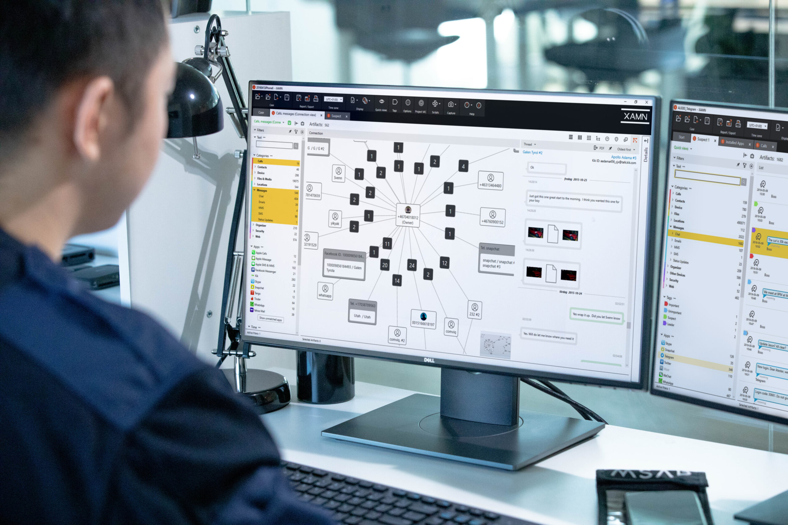 Man analyzing extracted phone data using XAMN